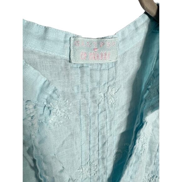 CP Shades x Calypso St. Barth Blue Linen Embroidered Pintuck Tunic Size XS - Picture 4 of 8